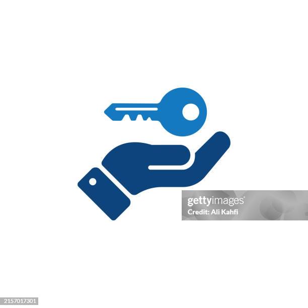 key protect and security icon. solid icon that can be applied anywhere, simple, pixel perfect and modern style - hand with remote control stock illustrations