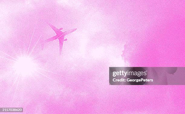 commercial airplane flying into clouds - directly below stock illustrations stock illustrations