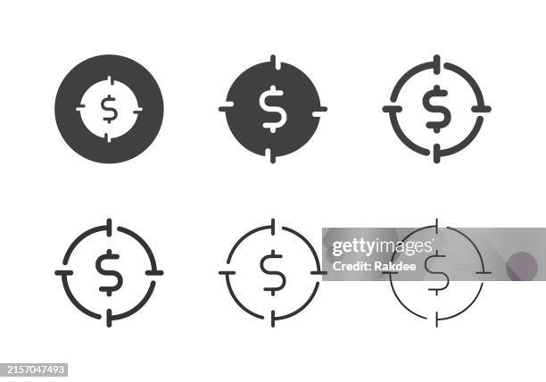 illustrations, cliparts, dessins animés et icônes de icônes cibles financières - multi series - cible militaire