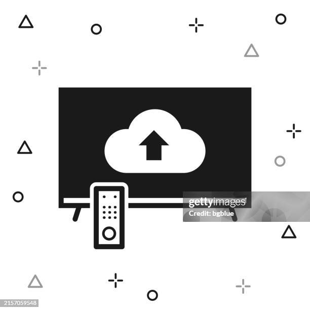 cloud upload from tv. icon on white background - remote control white background stock illustrations