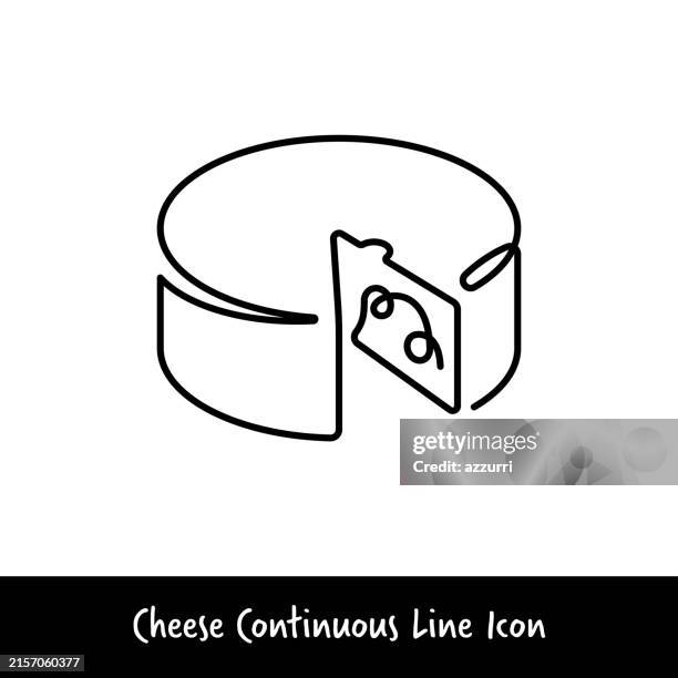 cheese editable continuous line icon - cheese making stock illustrations