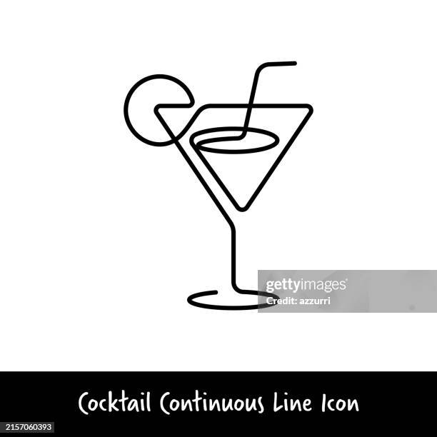 ilustraciones, imágenes clip art, dibujos animados e iconos de stock de icono de línea continua editable de cóctel - margarita cóctel