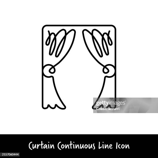 curtain editable continuous line icon - curtain stock illustrations