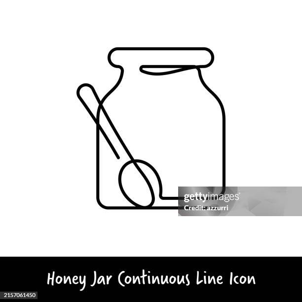 honey jar editable continuous line icon - jam jar stock illustrations
