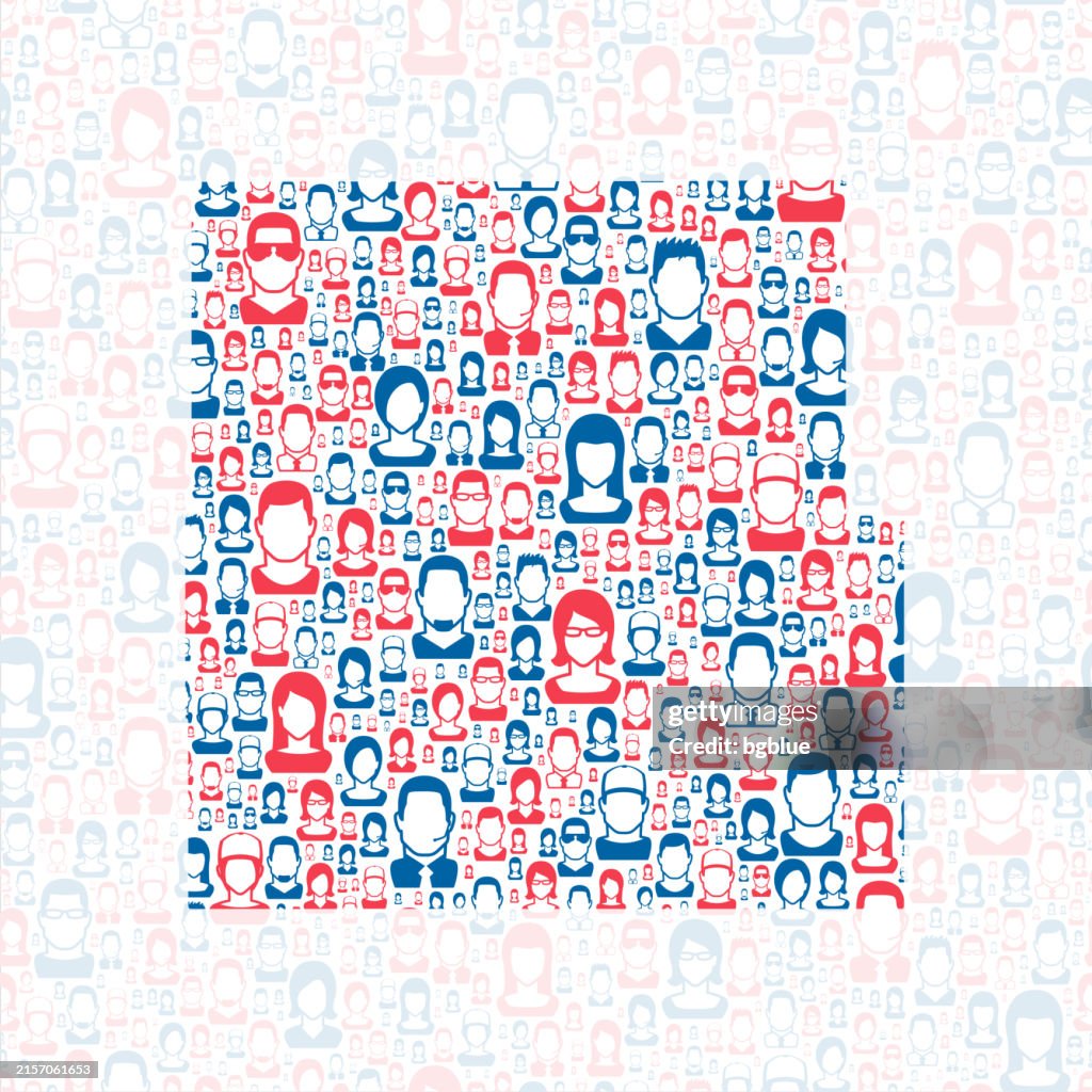 Eddy County, New Mexico. Map with blue and red People