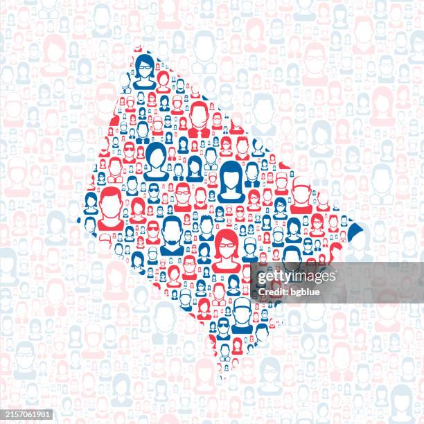 hays county, texas. map with blue and red people - san marcos texas stock illustrations