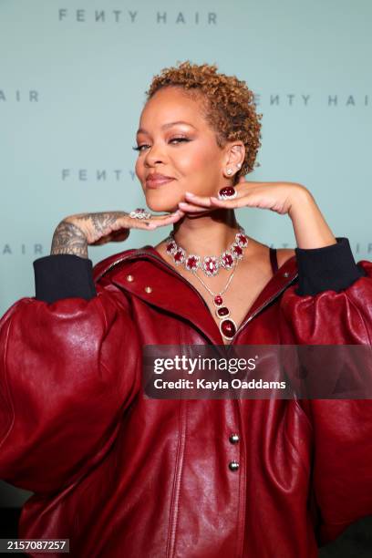 Rihanna arrives at the Rihanna x Fenty Hair Los Angeles Launch Party at Nya Studios on June 10, 2024 in Los Angeles, California.