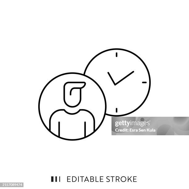 overtime work line icon design with editable stroke. - night-shift-icon stock illustrations
