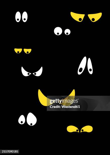 spooky halloween eyes against black background - halloween celebrations in italy stock illustrations