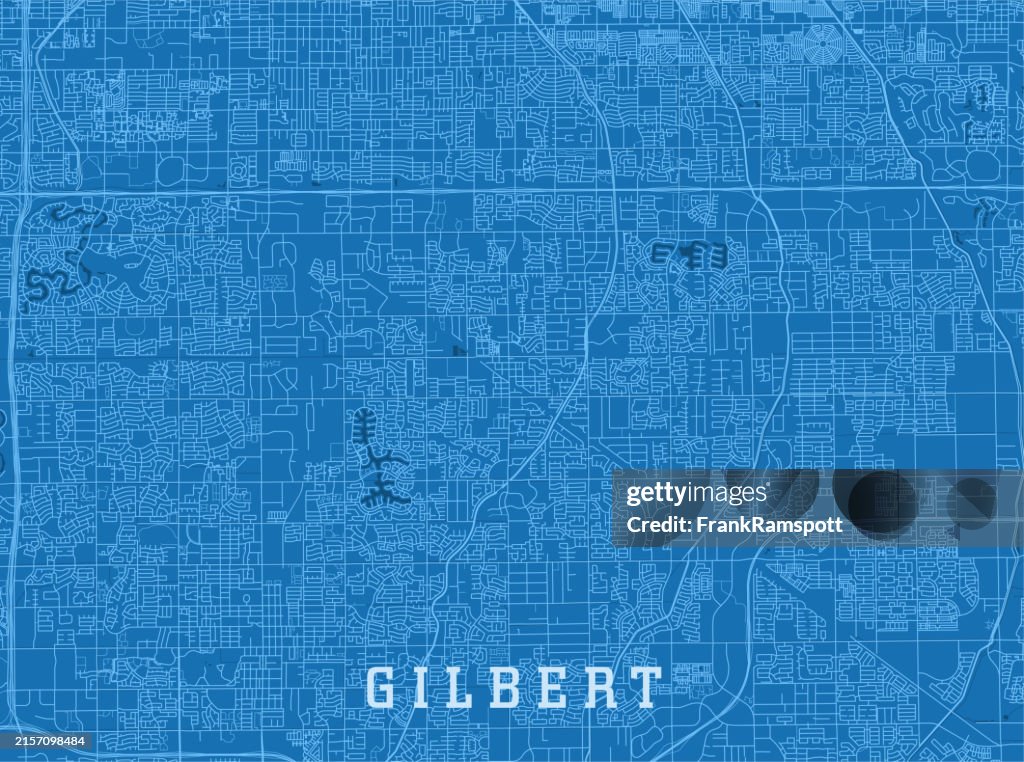 Gilbert AZ City Vector Road Map Blue Horizontal