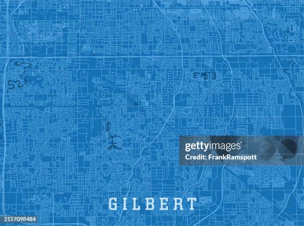 Gilbert Az City Vector Road Map Blue Horizontal High-Res Vector Graphic