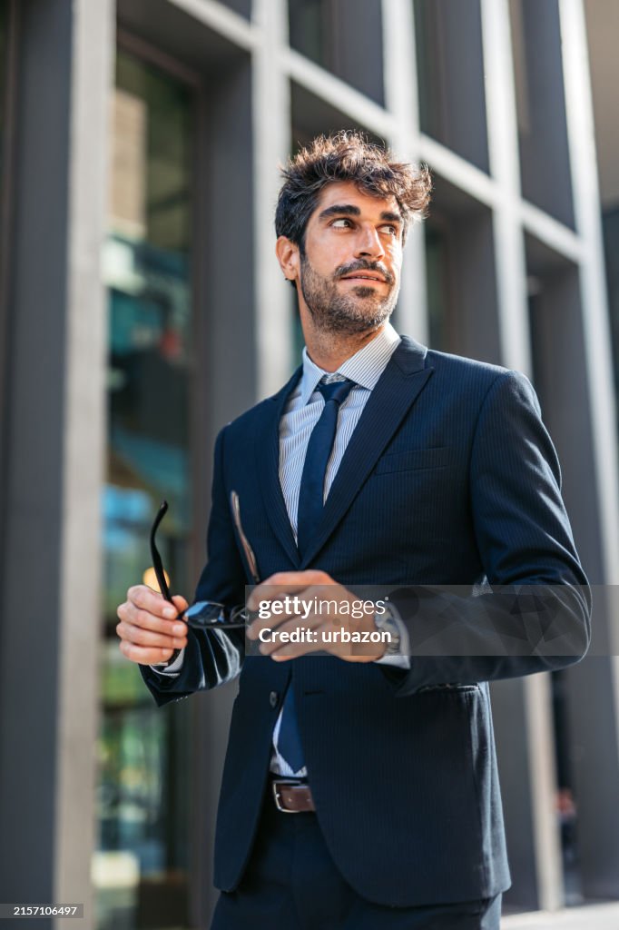Mid-Adult Businessman On The Street In Barcelona In Spain