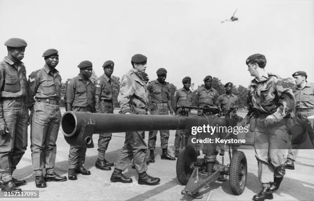 Ghanaian parachute troops receiving instruction in the use of a Wombat anti-tank gun at Aldershot, September 11th 1968. A 300-strong group of...