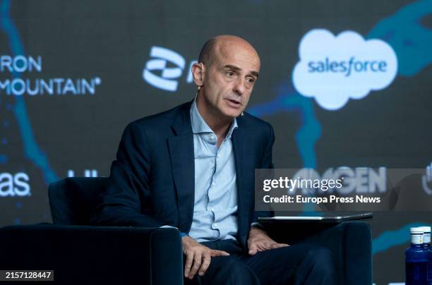 Pedro Larrea, CEO of Naturgy Energy Group Networks, speaks at the Amcham Briefing, 'Global Trends 2024', at the El Beatriz Auditorium, on 11 June,...