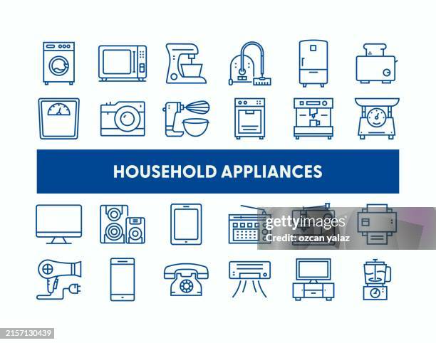 household appliances related vector banner design concept. global multi-sphere ready-to-use template. web banner, website header, magazine, mobile application etc. modern design. - clearing table stock illustrations