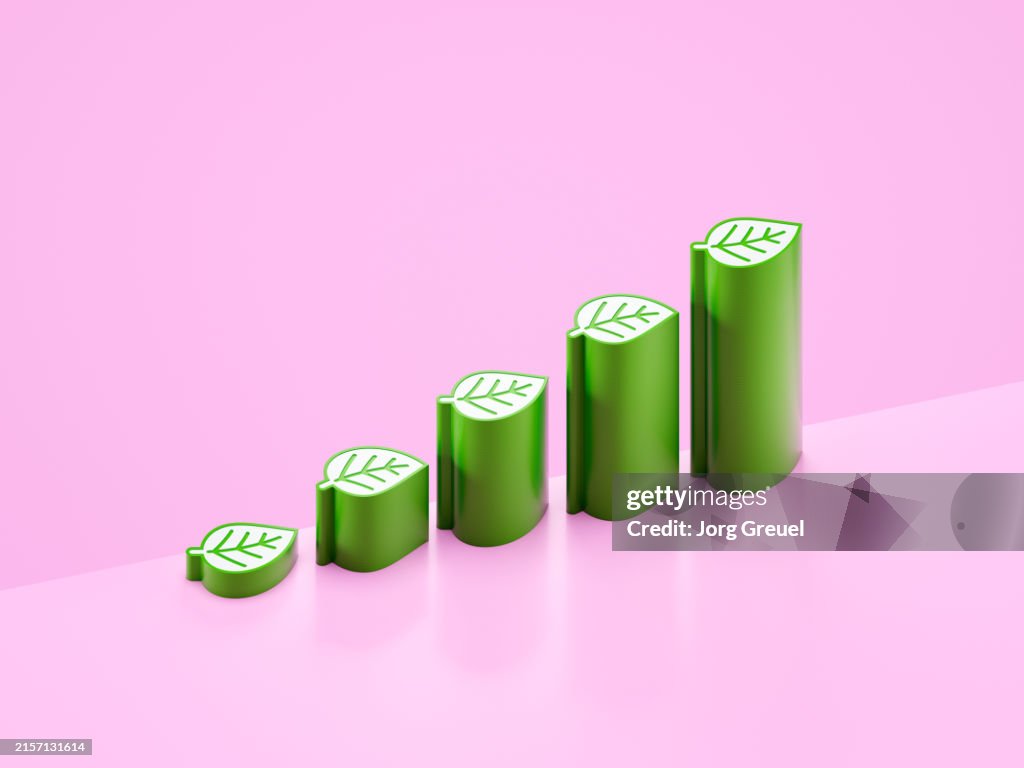 Leaf shapes forming a bar graph