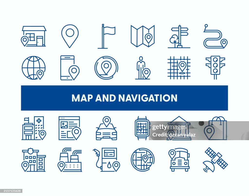 Map And Navigation Thin Line Vector Design The Design Is Editable And ...