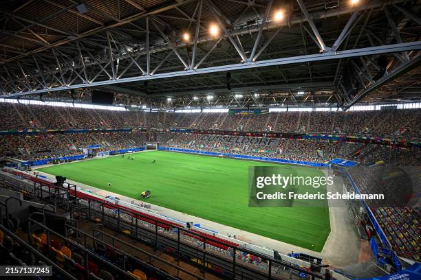 General view of the inside of Duesseldorf Arena ahead of the UEFA EURO 2024 Germany at Düsseldorf Arena on June 11, 2024 in Dusseldorf, Germany.