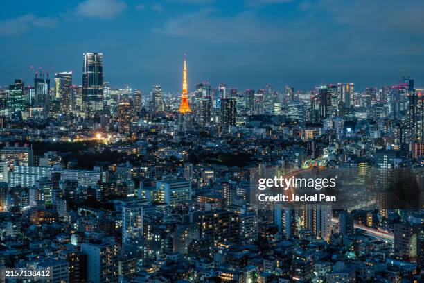 tokyo skyline at night - prefeitura de tóquio imagens e fotografias de stock