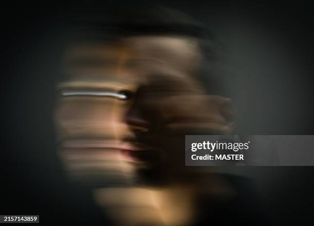 abstract portrait of young man - locura fotografías e imágenes de stock