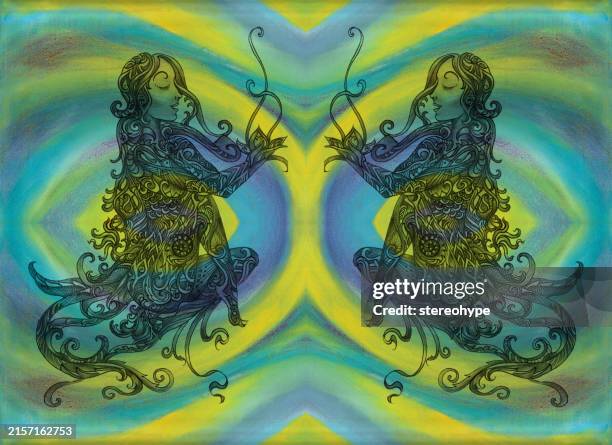 mirror devotion - yoga instructor stock illustrations