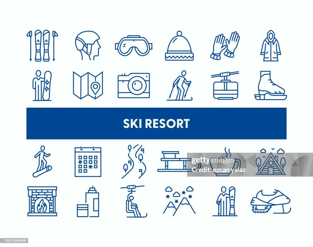 Ski Resort Related Vector Design Concept. Global Multi-Sphere Ready-to-Use Template. Web Banner, Website Header, Magazine, Mobile Application etc. Modern Design.