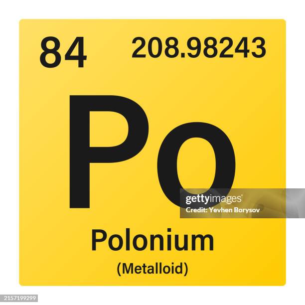 polonium icon with information of periodic table of elements - polonium stock pictures, royalty-free photos & images