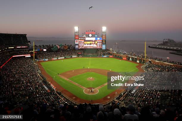 General view of the San Francisco Giants playing against the Houston Astros in the eighth inning at Oracle Park on June 11, 2024 in San Francisco,...