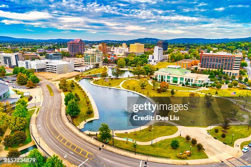 Huntsville Downtown Aerial With Park And Lake Huntsville Downtown Aerial With Park And Lake