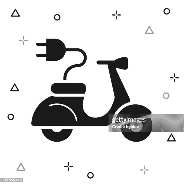electric scooter motorcycle with plug. icon on white background - wall plug side stock illustrations