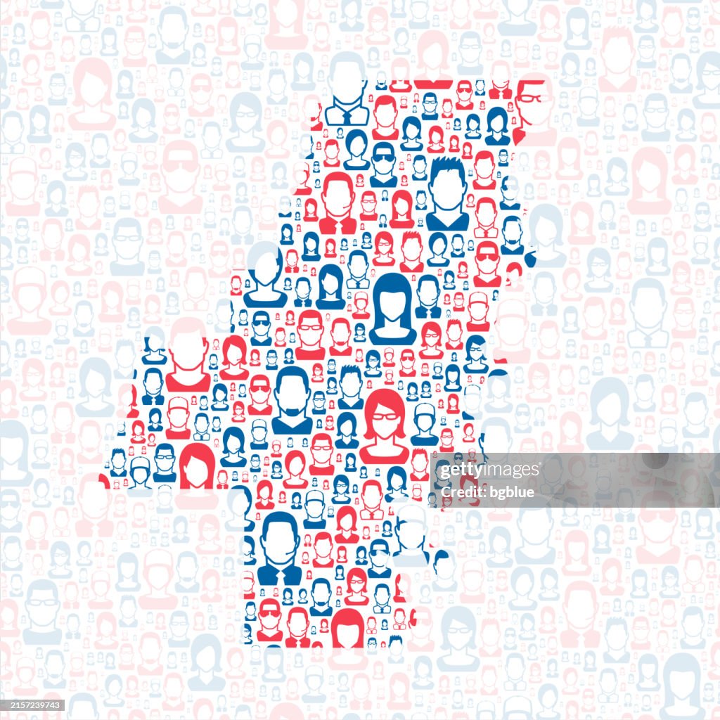 Whitfield County, Georgia. Map with blue and red People