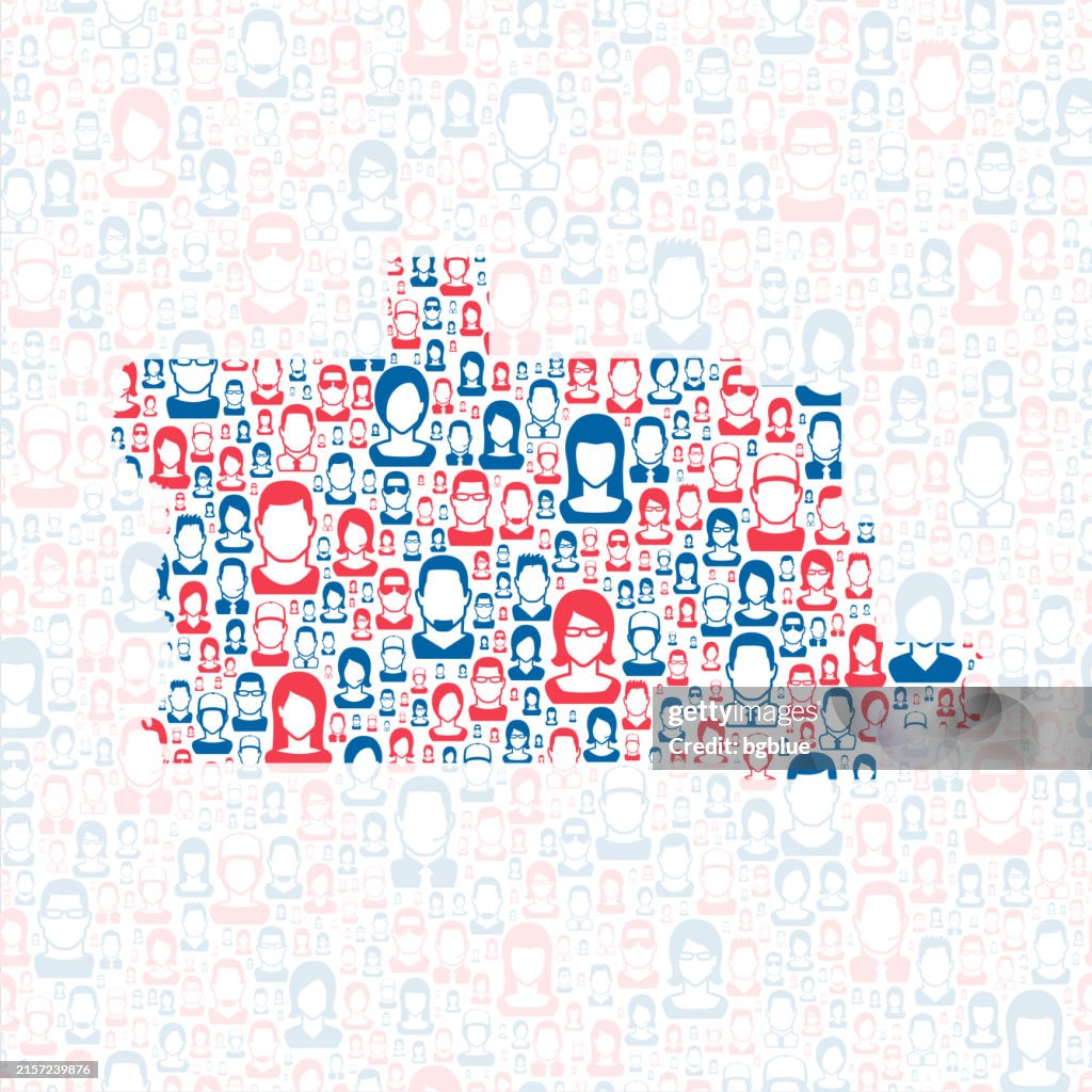 Calcasieu Parish, Louisiana. Map with blue and red People