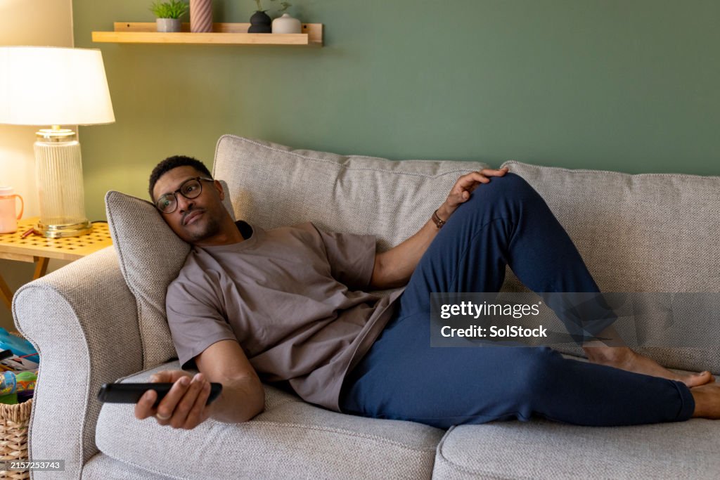 Man Relaxing Watching TV