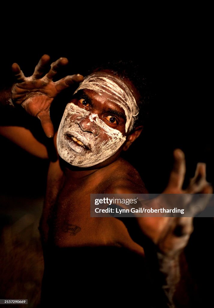 Ramingining Aboriginal Yolngu Man With Tribal Paint Often Used When Performing ...
