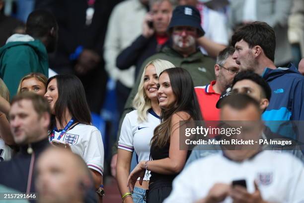Megan Davison, wife of England goalkeeper Jordan Pickford, in the stands ahead of the UEFA Euro 2024 Group C match at the Arena AufSchalke in...