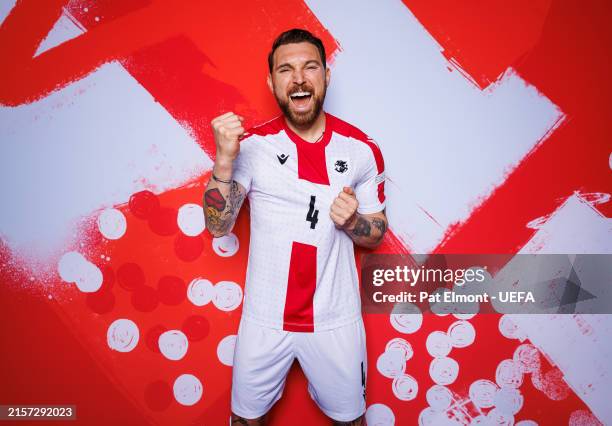 Guram Kashia of Georgia poses for a portrait during the Georgia Portrait session ahead of the UEFA EURO 2024 Germany on June 11, 2024 in Velbert,...