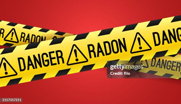 stockillustraties, clipart, cartoons en iconen met danger radon caution warning barrier tape - afzetlint