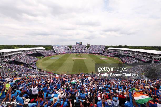 General view inside the stadium during the ICC Men's T20 Cricket World Cup West Indies & USA 2024 match between USA and India at Nassau County...