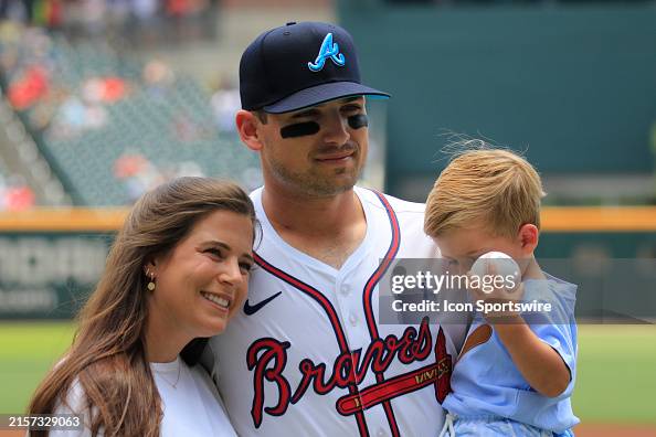 Austin Riley Third Base Atlanta Braves third baseman Austin Riley with his wife Anna and son ...