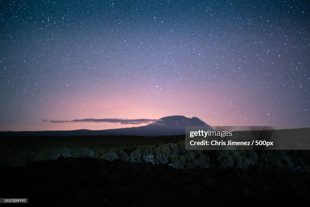 Scenic view of landscape against sky at night