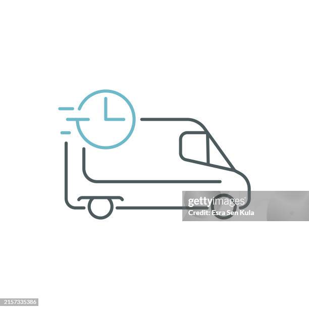 express delivery duocolor line icon design with editable stroke. - mini van icon stock illustrations
