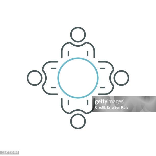 team meeting duocolor line icon design with editable stroke. - one team graphics stock illustrations