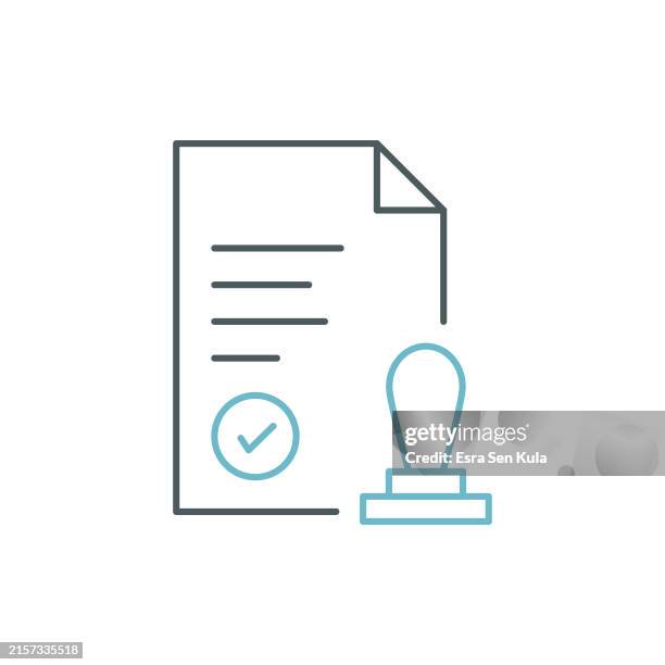 verified document duocolor line icon design with editable stroke. - representing stock illustrations