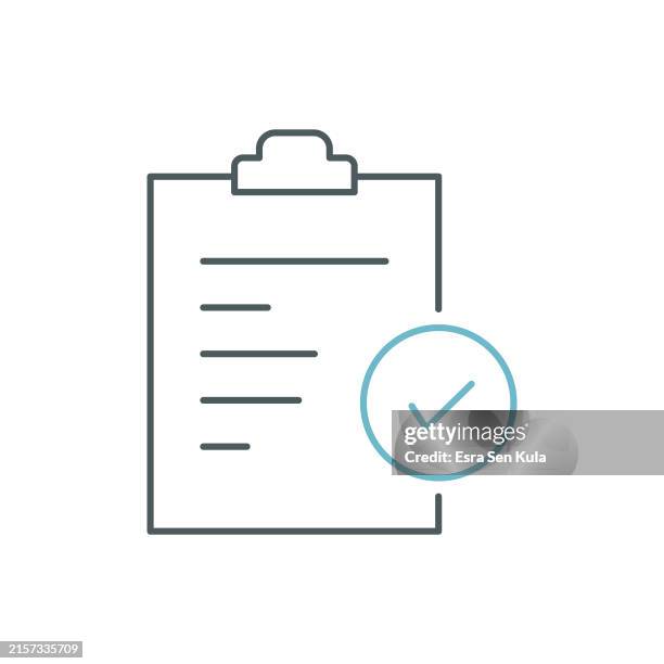ilustrações de stock, clip art, desenhos animados e ícones de task approval duocolor line icon design with editable stroke. - certification-icon