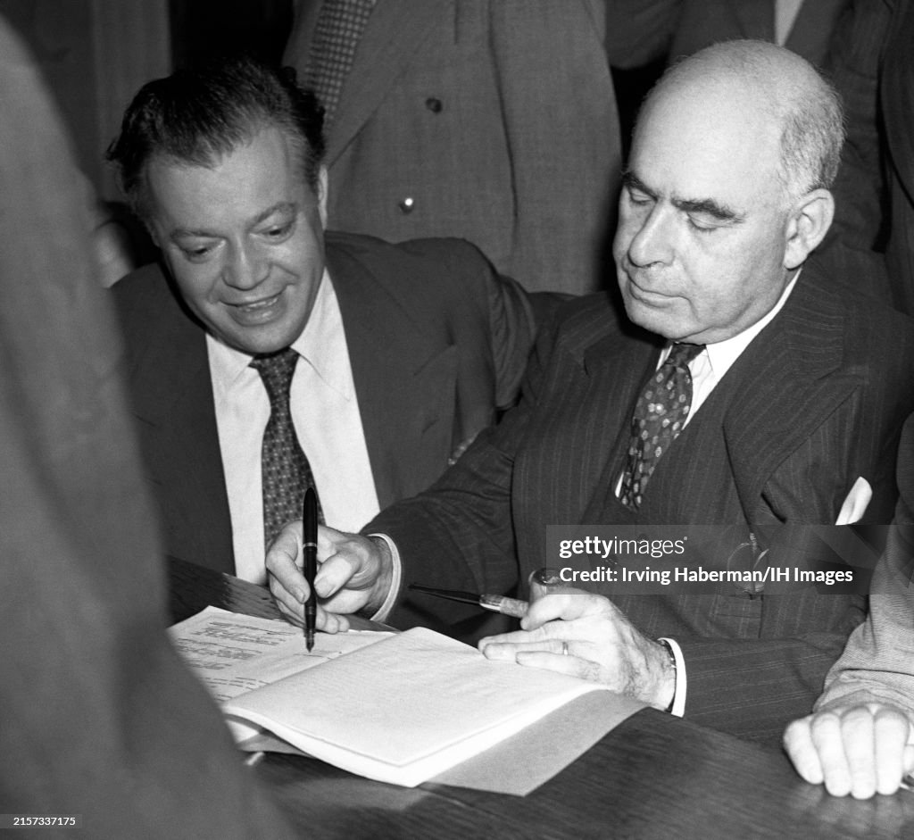 David Dubinsky And Herbert Lehman Signing Bill