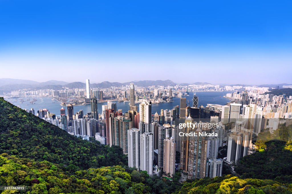 Panoramic View of Hong Kong Skyline from Victoria Peak