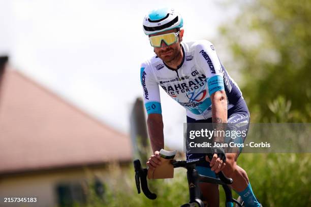 Damiano Caruso from Italy of Bahrain Victorious riding his bike during 4th stage of Tour de Suisse from Ruschlikon to Gotthardpass on June 12, 2024...