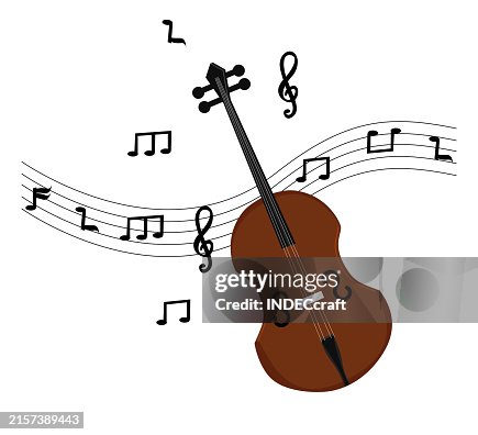 Cello with musical note Cello with musical note