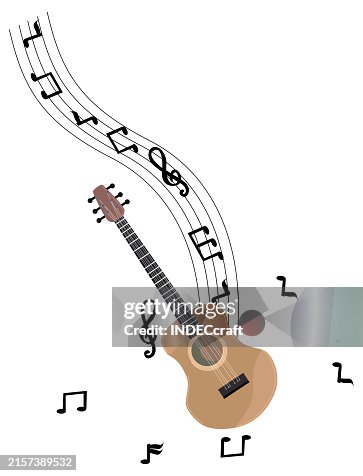 Guitar with musical note Guitar with musical note