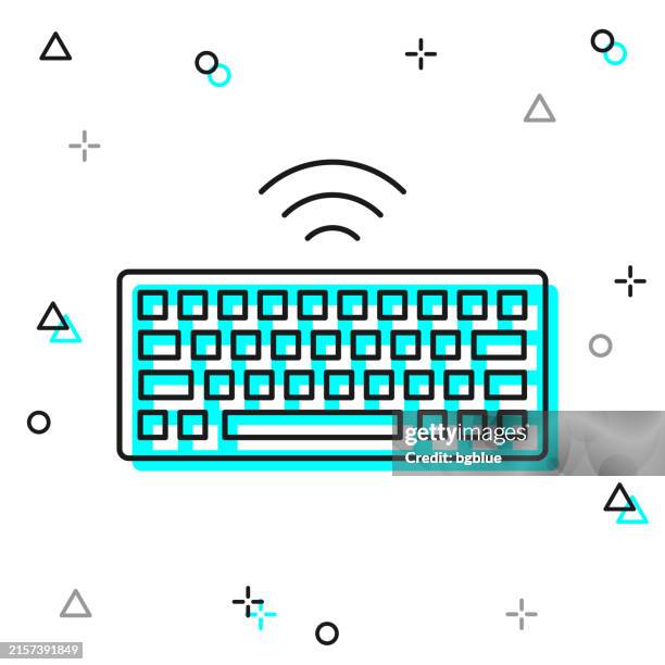 wireless keyboard. line icon on white background - multimedia background stock illustrations